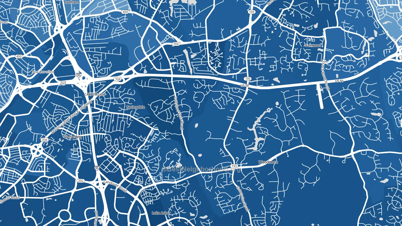 Mitchellville, MD block-group political-lean map