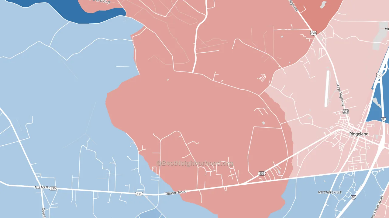 Mitchellville, SC block-group political-lean map