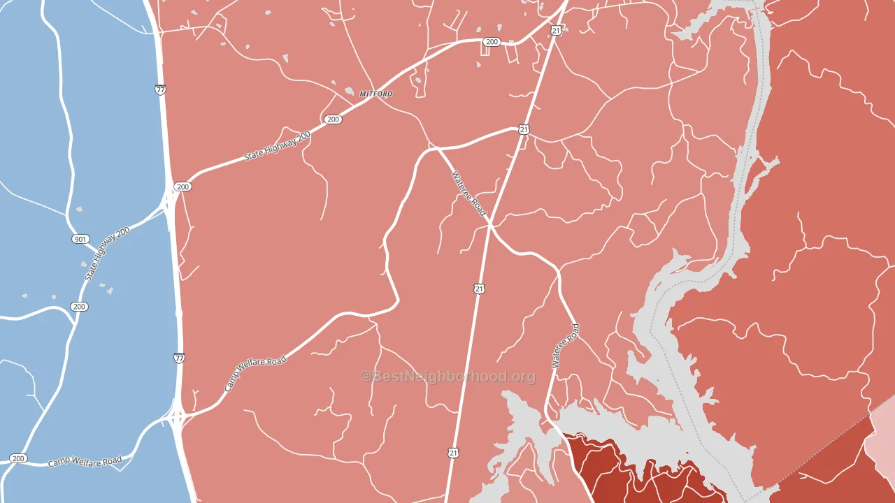 Mitford, SC block-group political-lean map