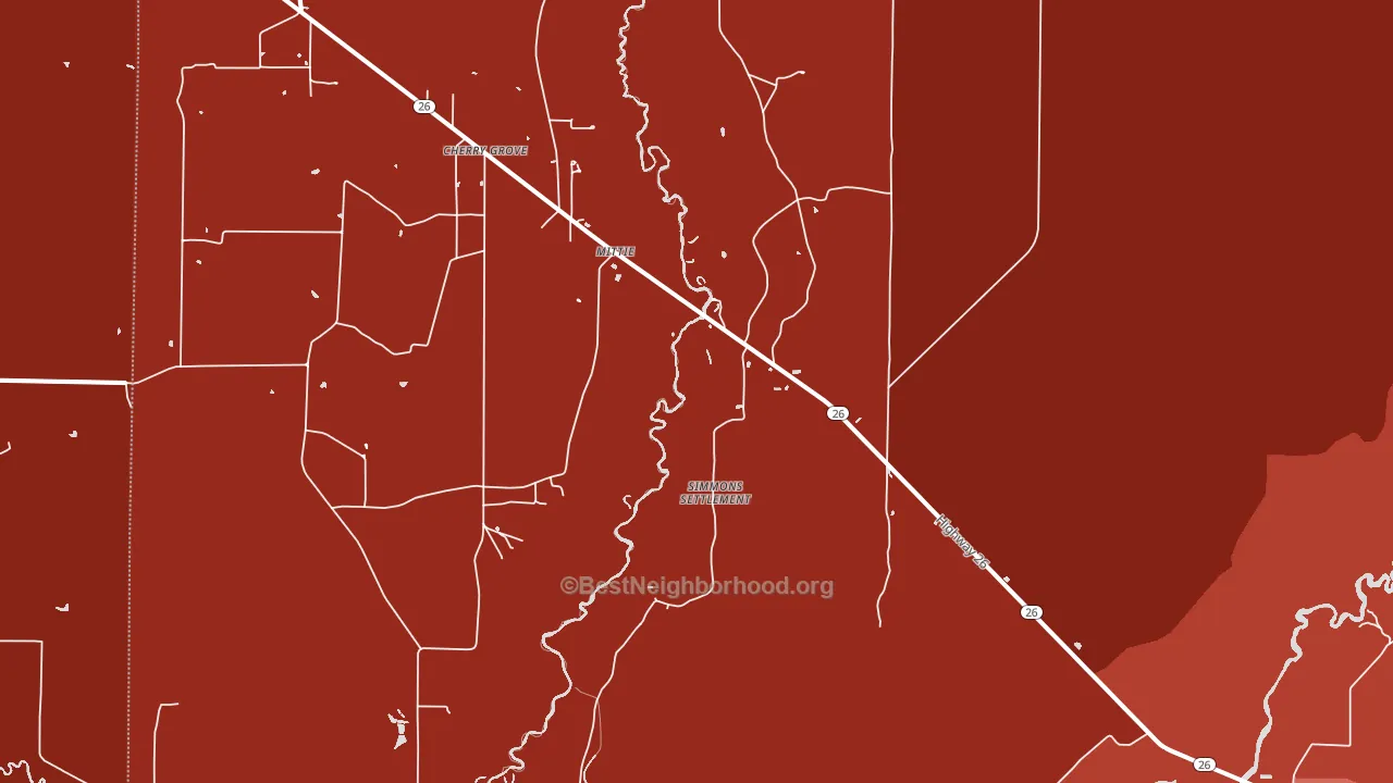 Mittie, LA block-group political-lean map