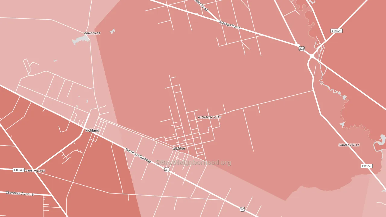 Mizpah, NJ block-group political-lean map