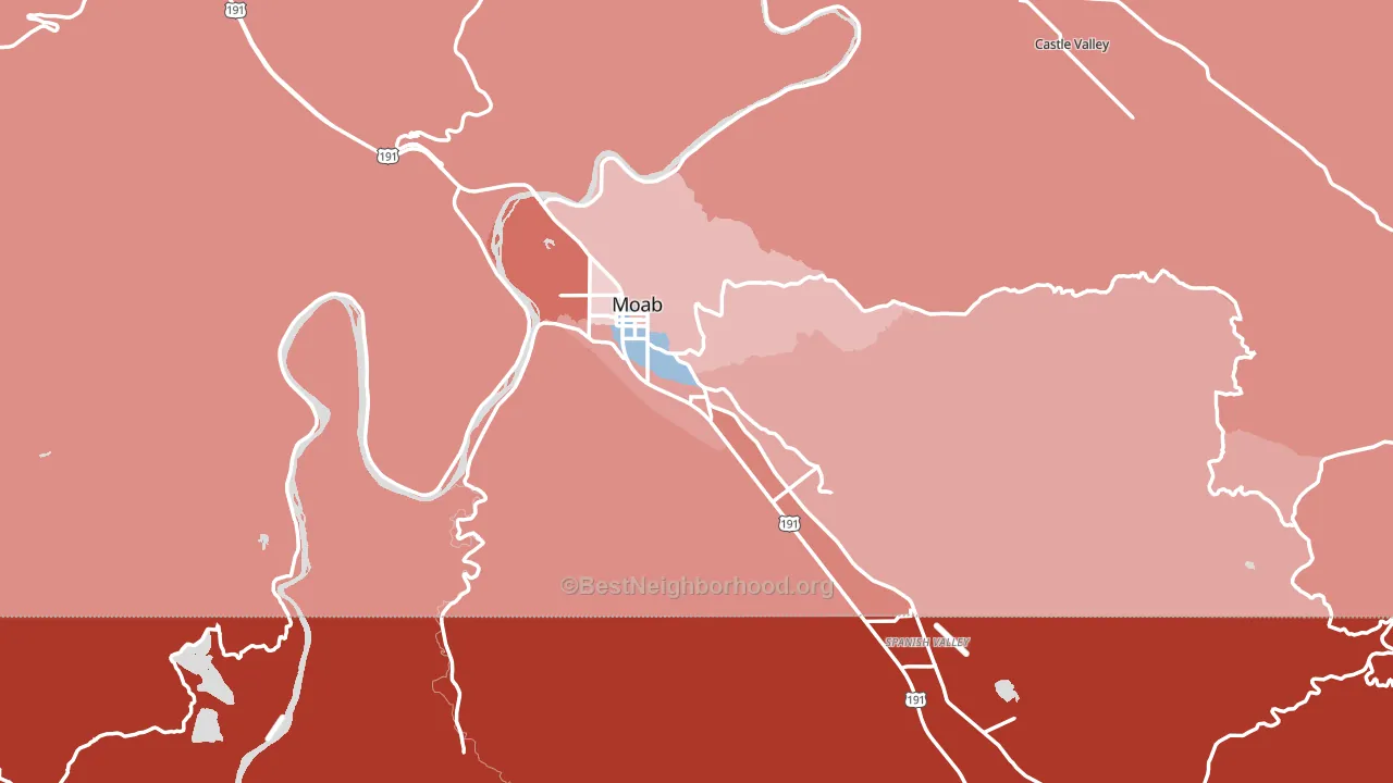 Moab, UT block-group political-lean map