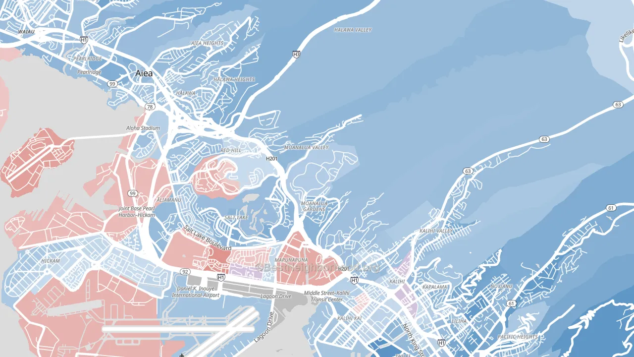 Moanalua, Honolulu, HI block-group political-lean map