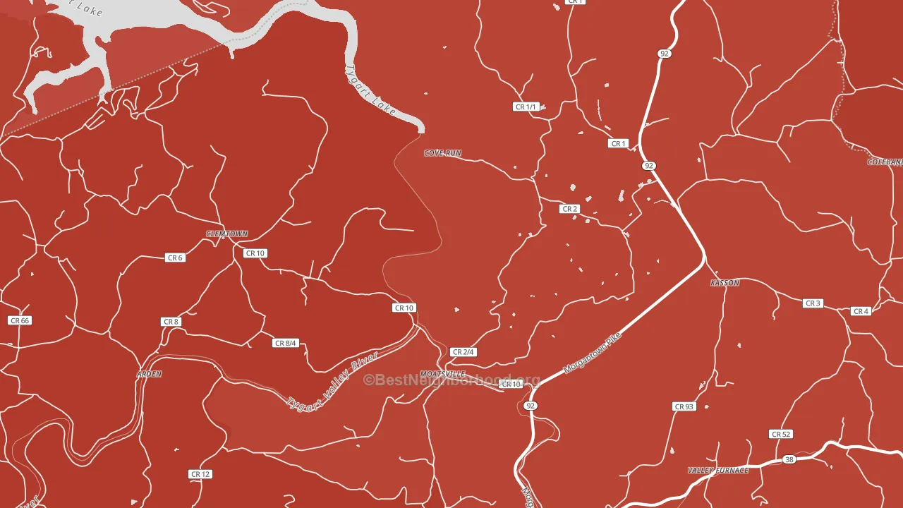 Moatsville, WV block-group political-lean map