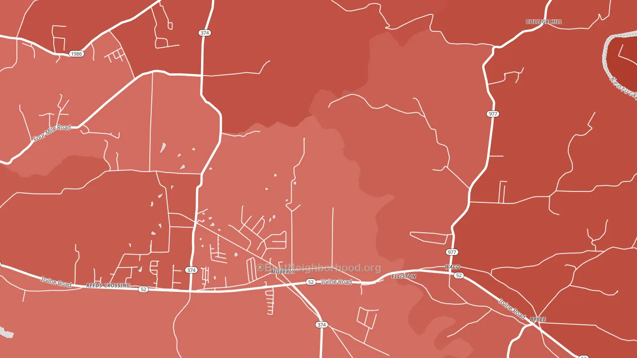 Moberly, KY block-group political-lean map
