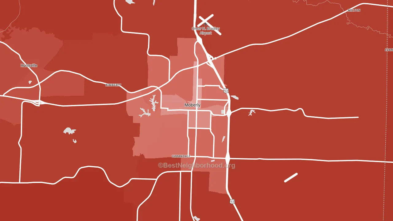 Moberly, MO block-group political-lean map