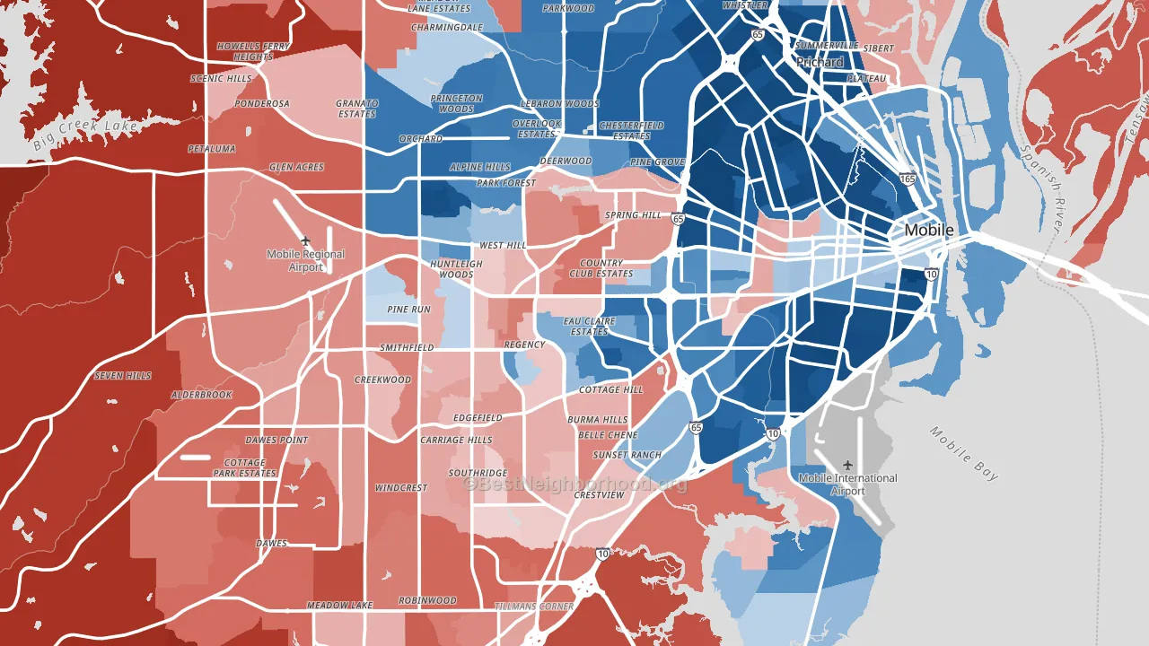 Mobile, AL block-group political-lean map