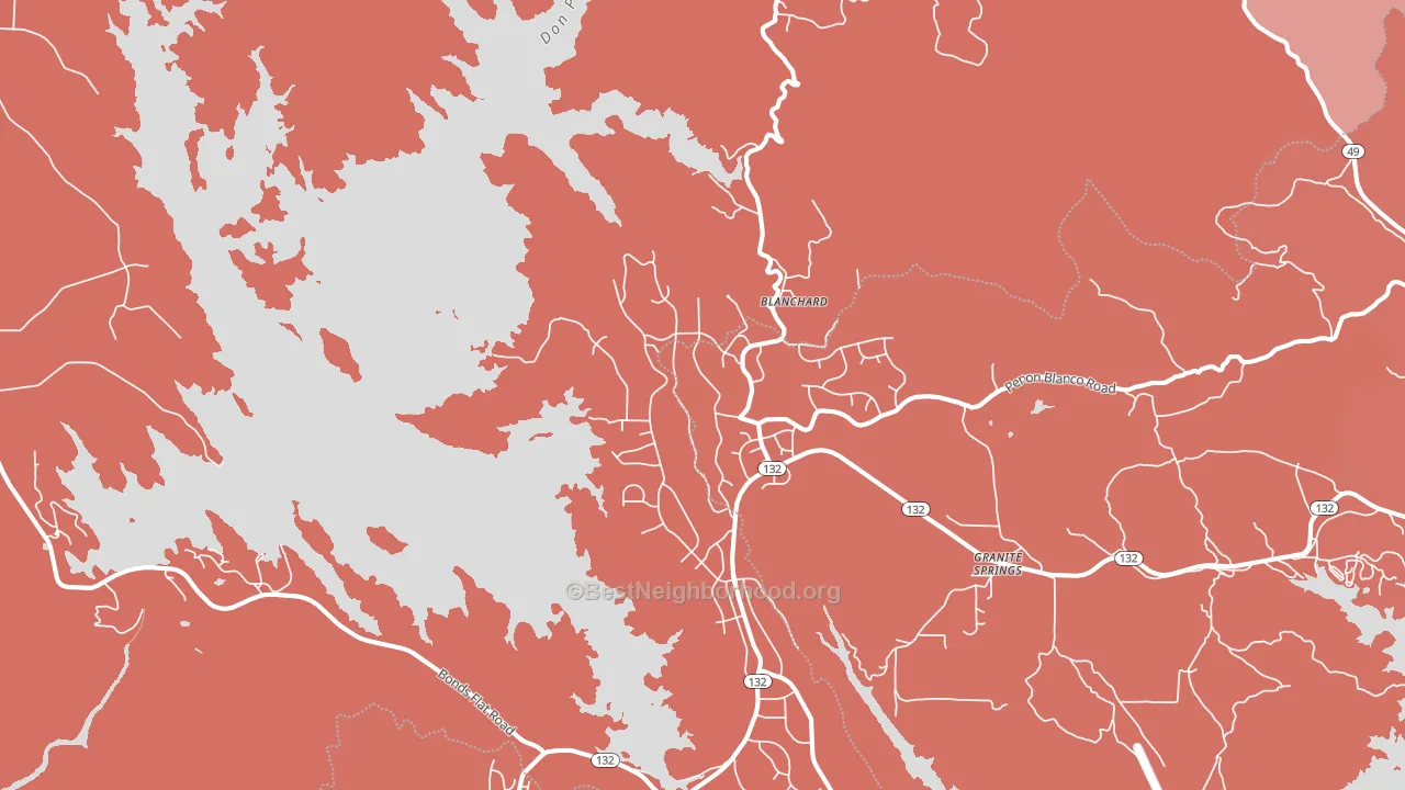 Moccasin, CA block-group political-lean map