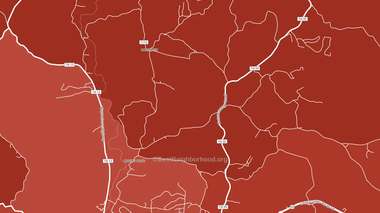 Moccasin, TN block-group political-lean map
