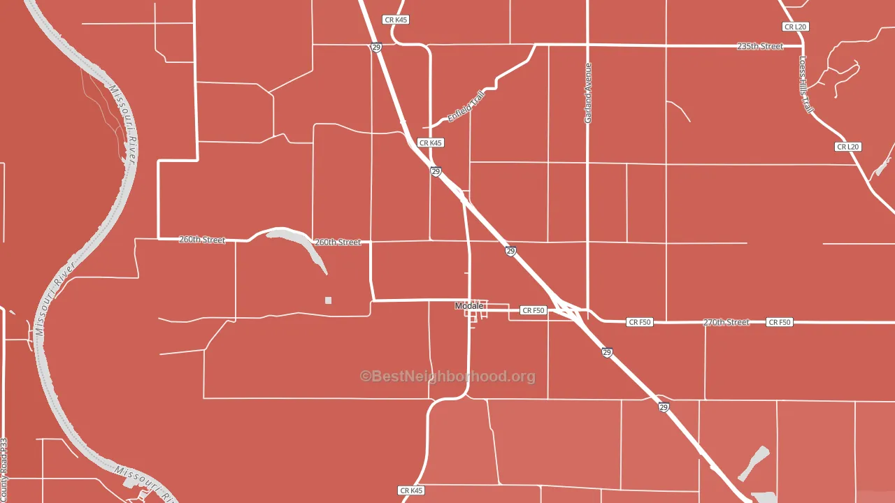 Modale, IA block-group political-lean map