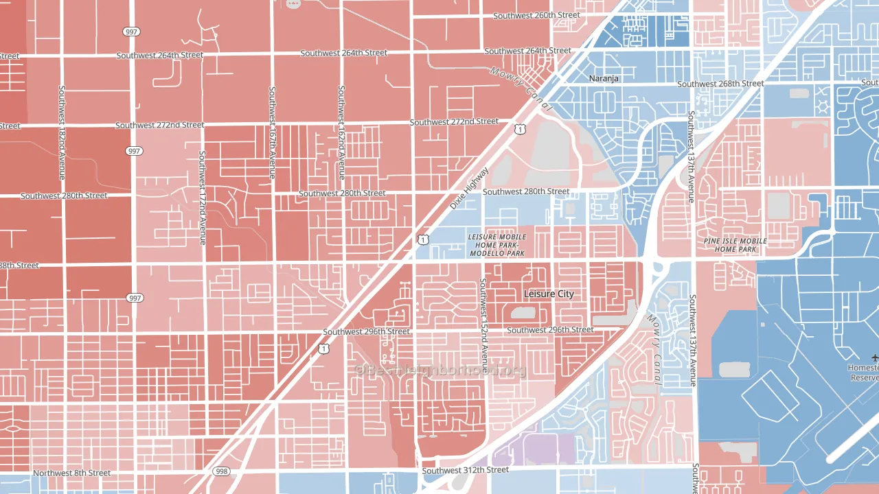 Modello, Leisure City, FL block-group political-lean map