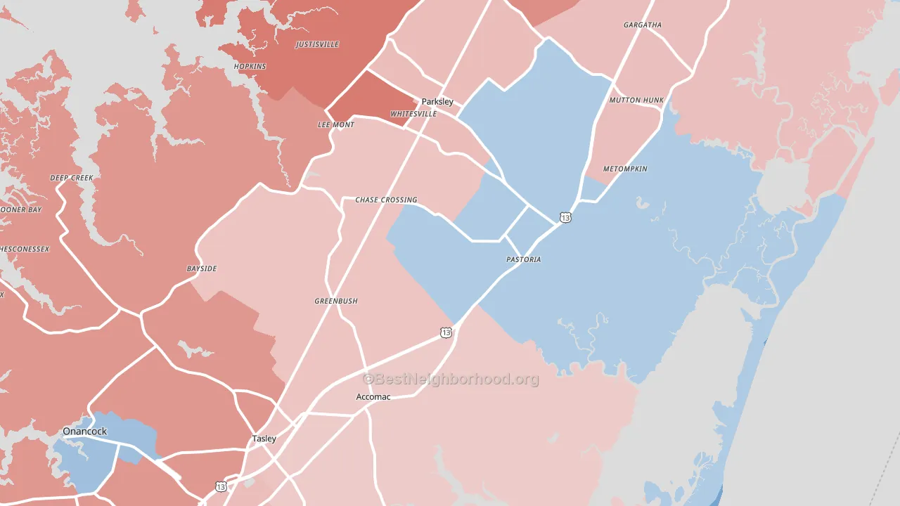 Modest Town, VA block-group political-lean map