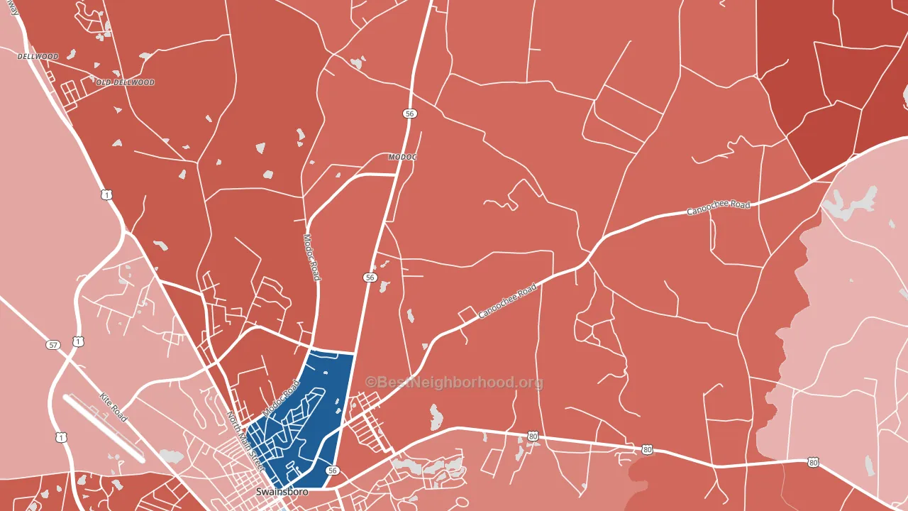 Modoc, GA block-group political-lean map