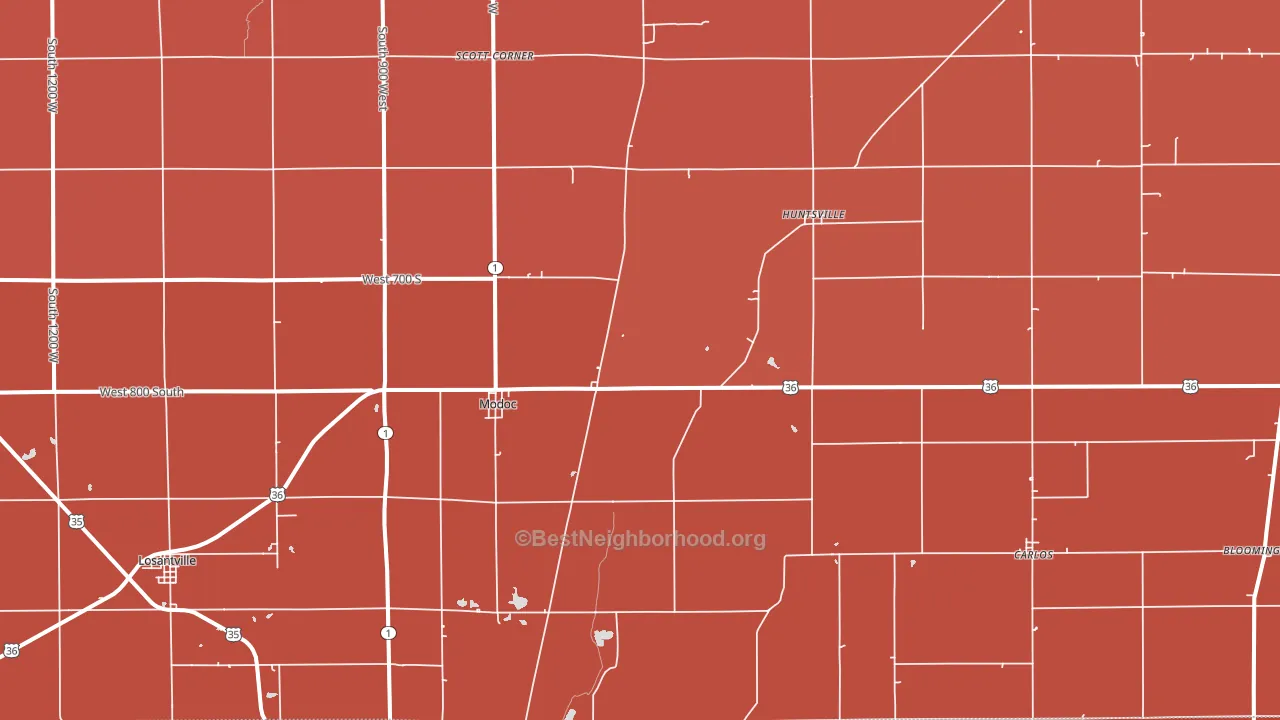 Modoc, IN block-group political-lean map