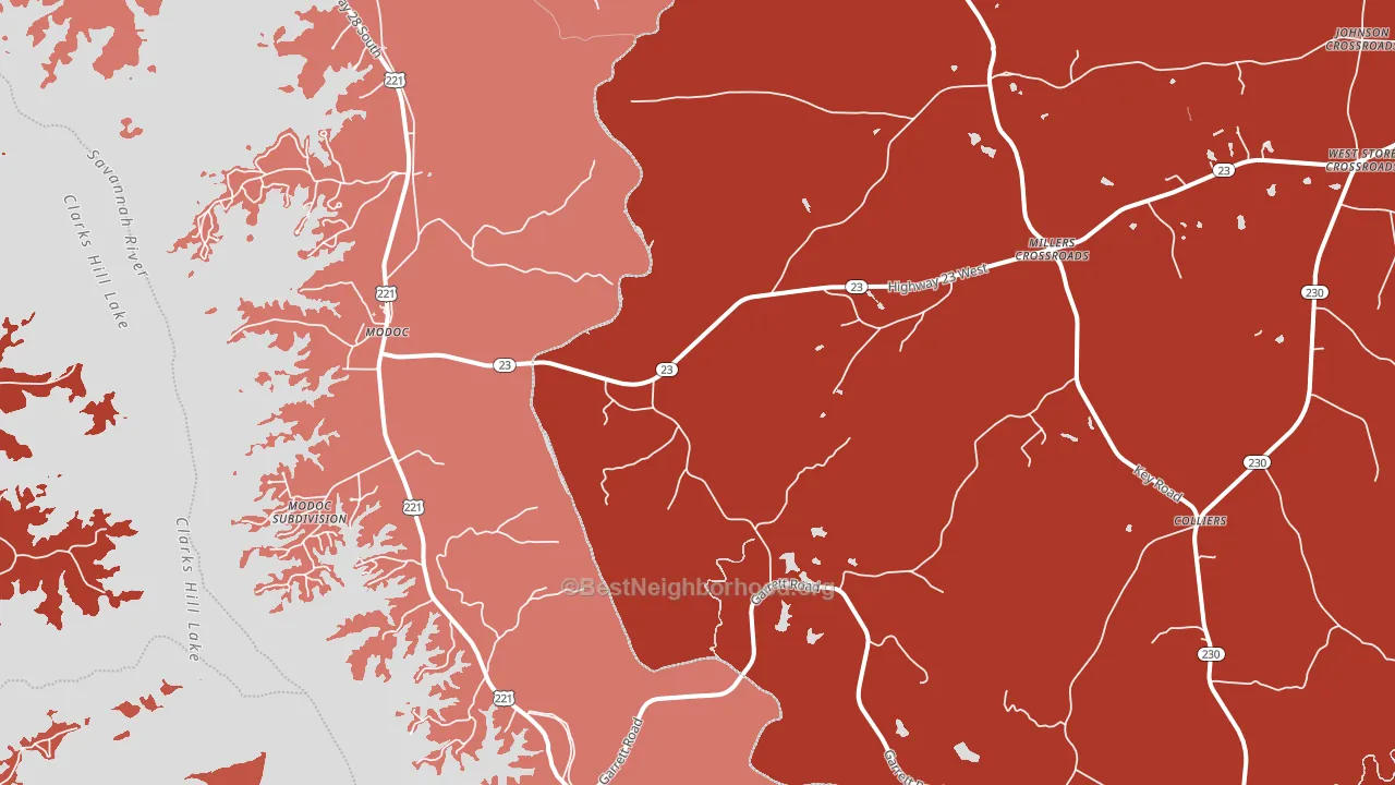 Modoc, SC block-group political-lean map
