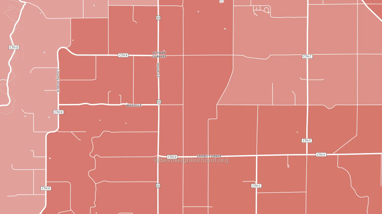 Moeville, WI block-group political-lean map