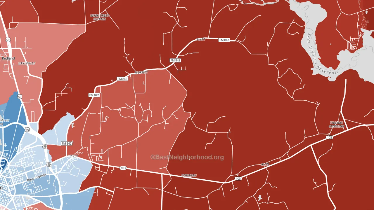 Moffitt, TX block-group political-lean map