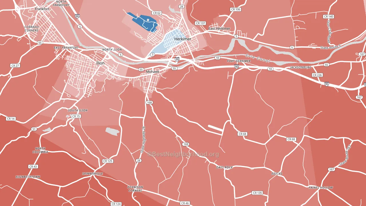 Mohawk, NY block-group political-lean map