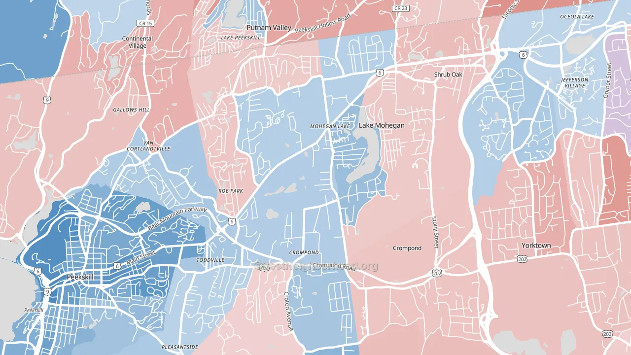 Mohegan Lake, NY block-group political-lean map