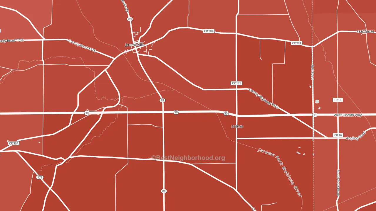 Mohicanville, OH block-group political-lean map