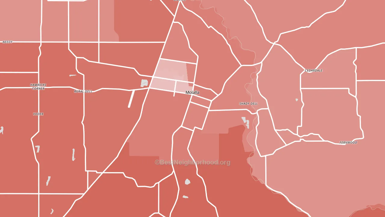 Molalla, OR block-group political-lean map