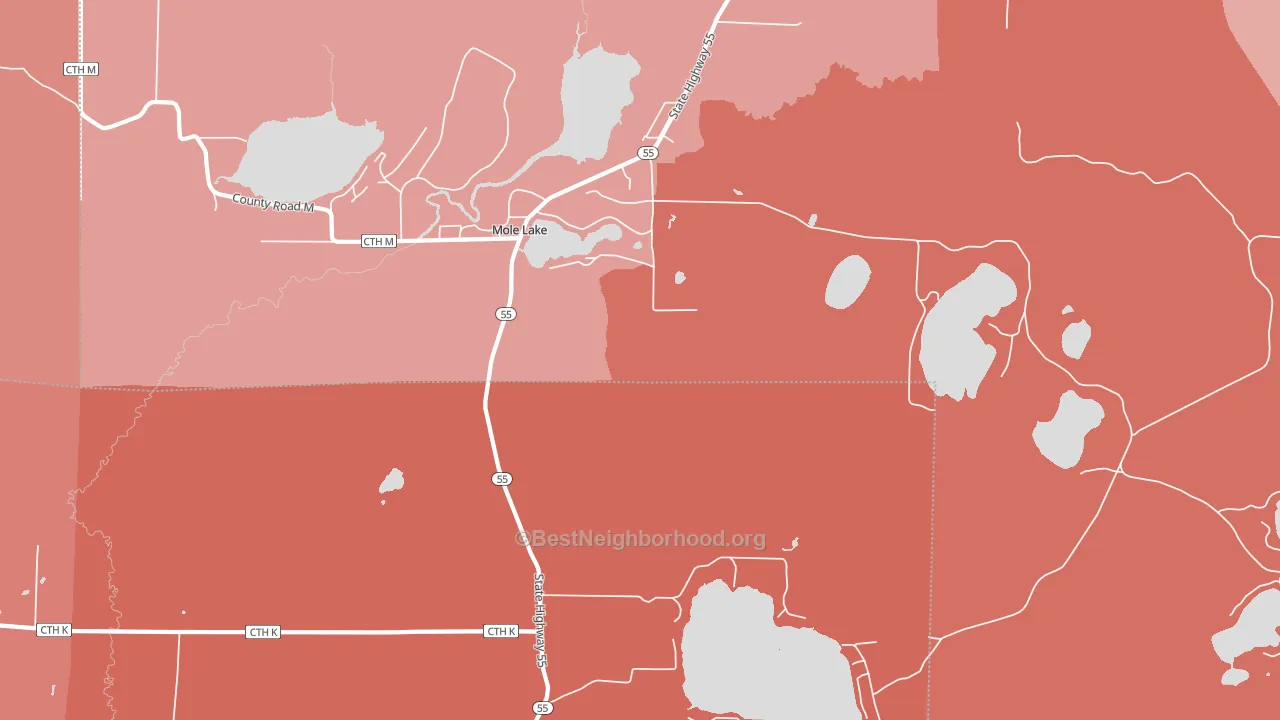 Mole Lake, WI block-group political-lean map