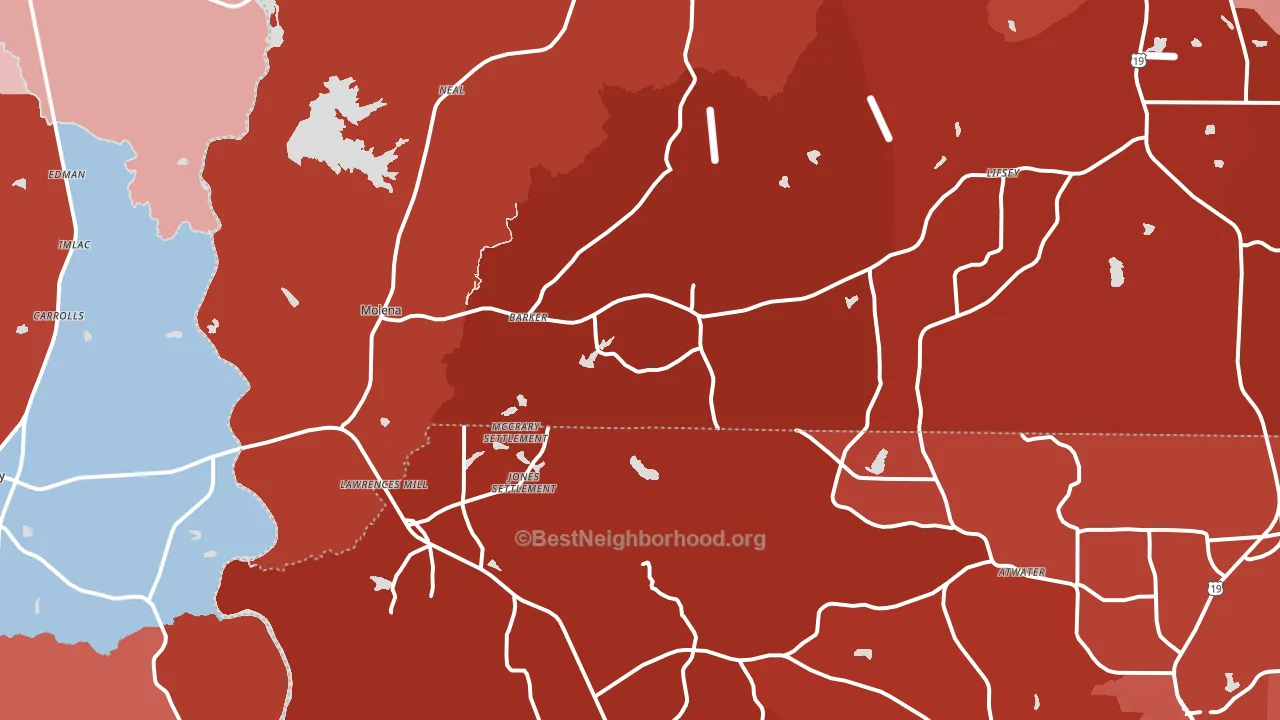 Molena, GA block-group political-lean map