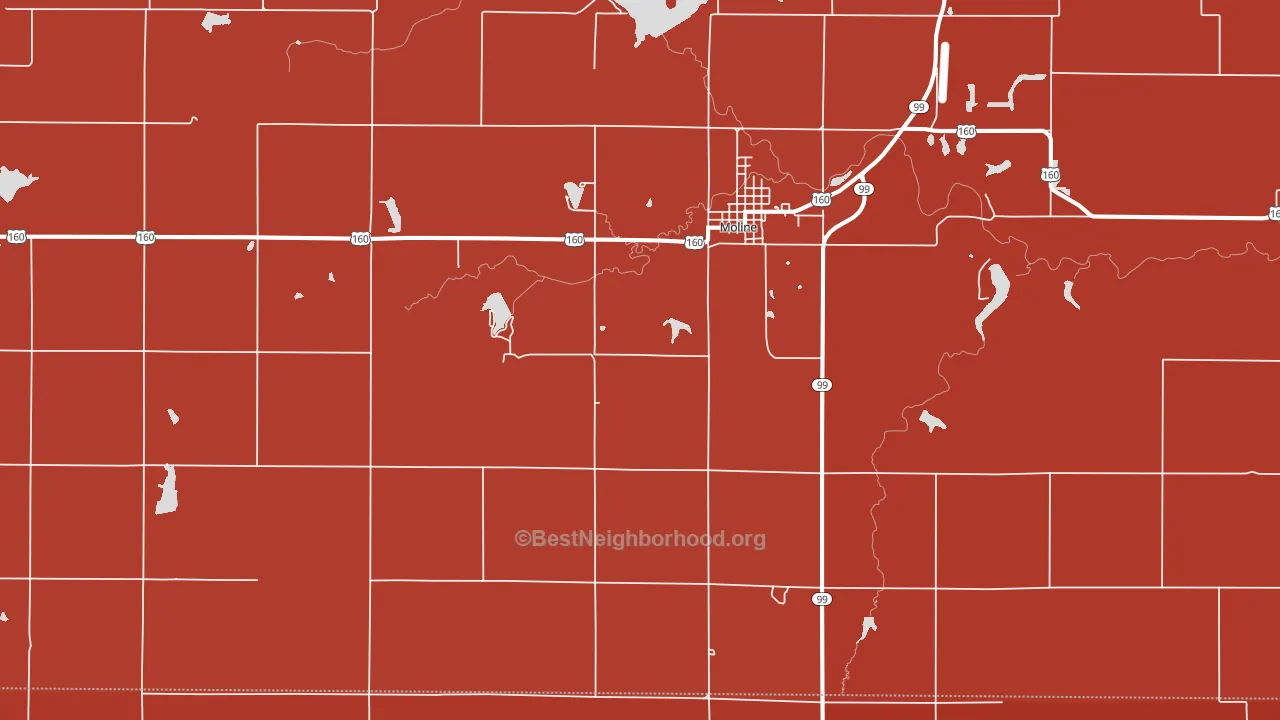 Moline, KS block-group political-lean map