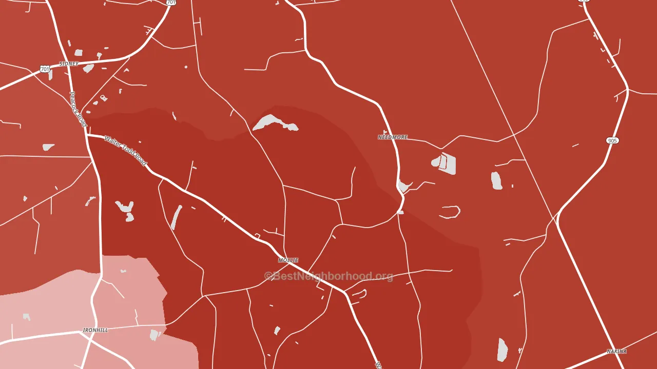 Mollie, NC block-group political-lean map