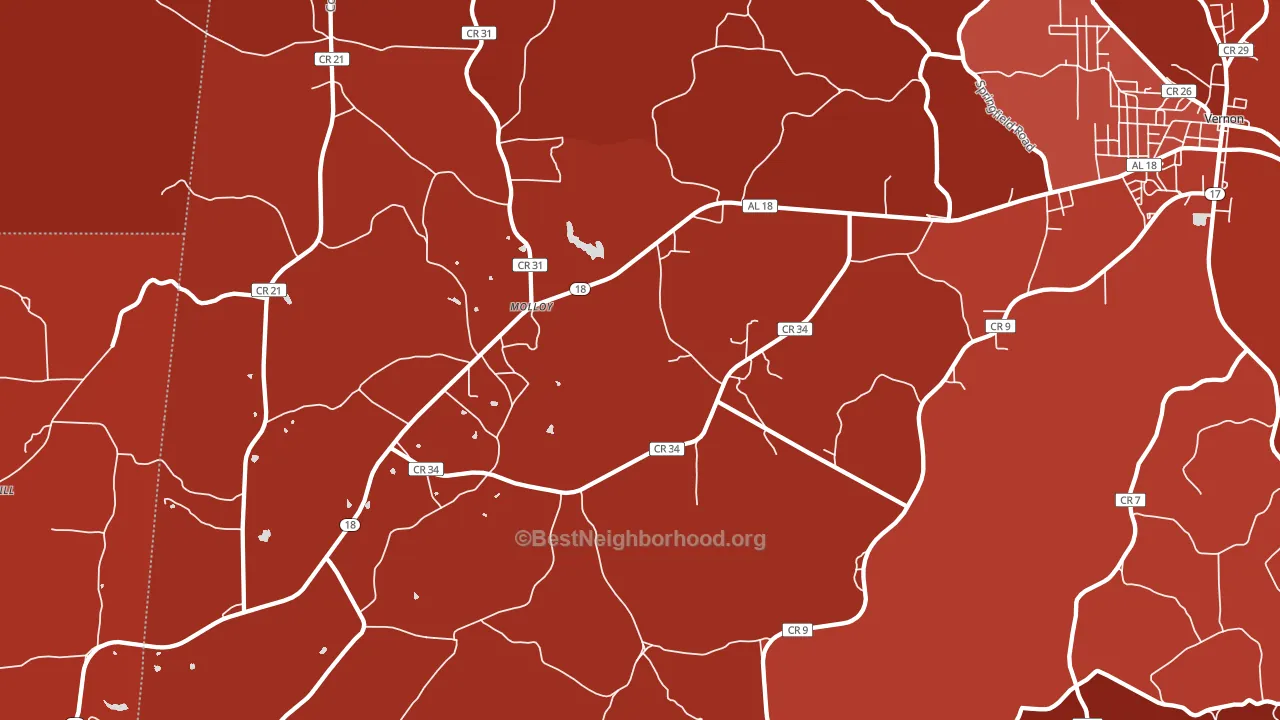 Molloy, AL block-group political-lean map