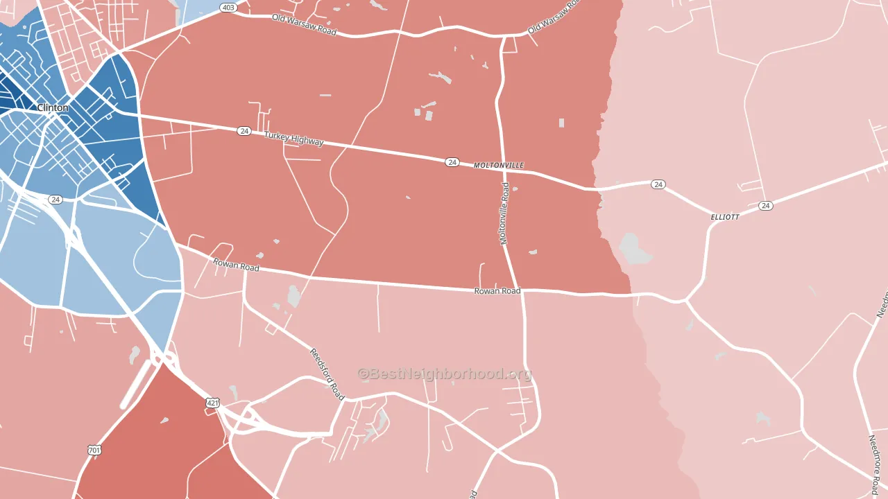 Moltonville, NC block-group political-lean map