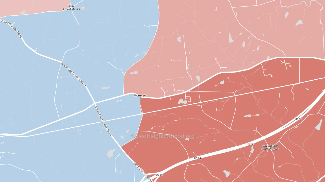 Momeyer, NC block-group political-lean map