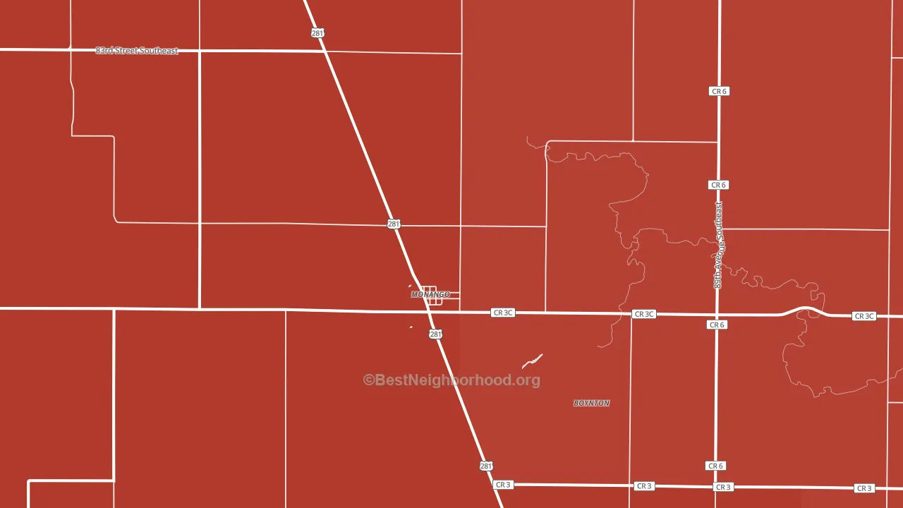Monango, ND block-group political-lean map