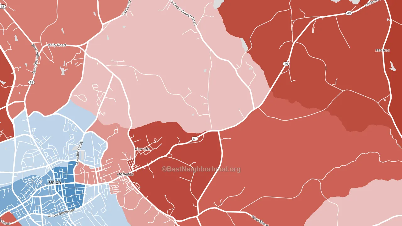 Monarch, SC block-group political-lean map
