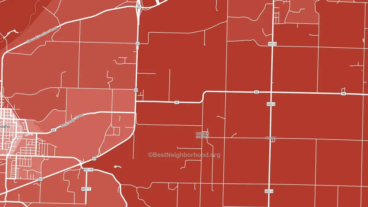 Monark Springs, MO block-group political-lean map
