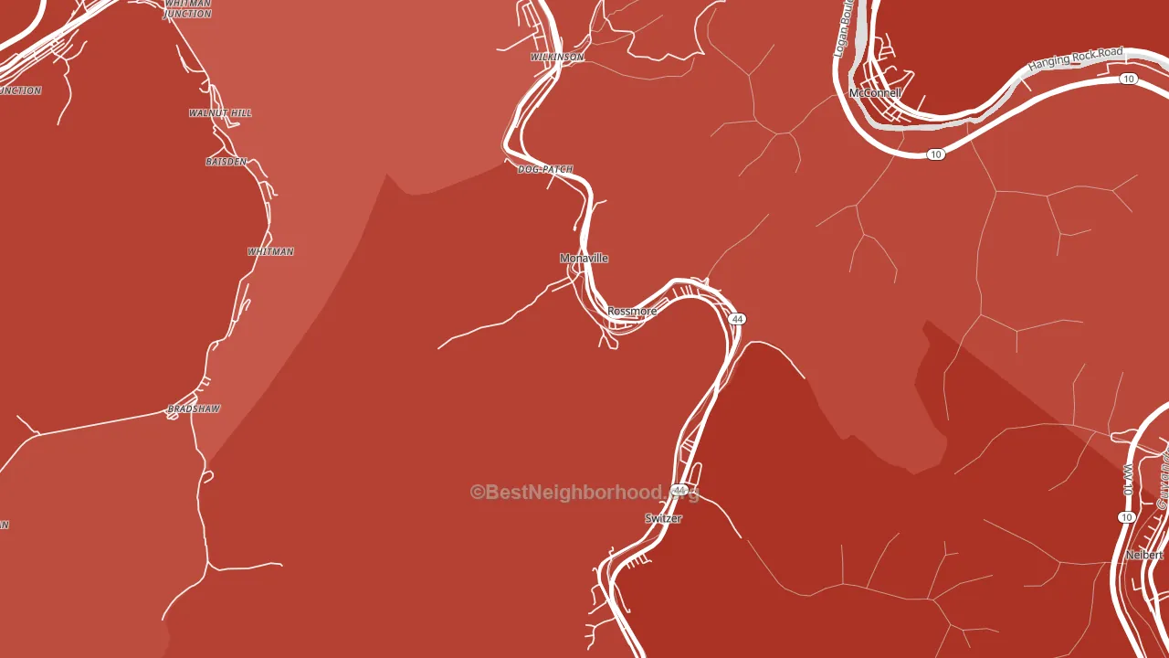 Monaville, WV block-group political-lean map
