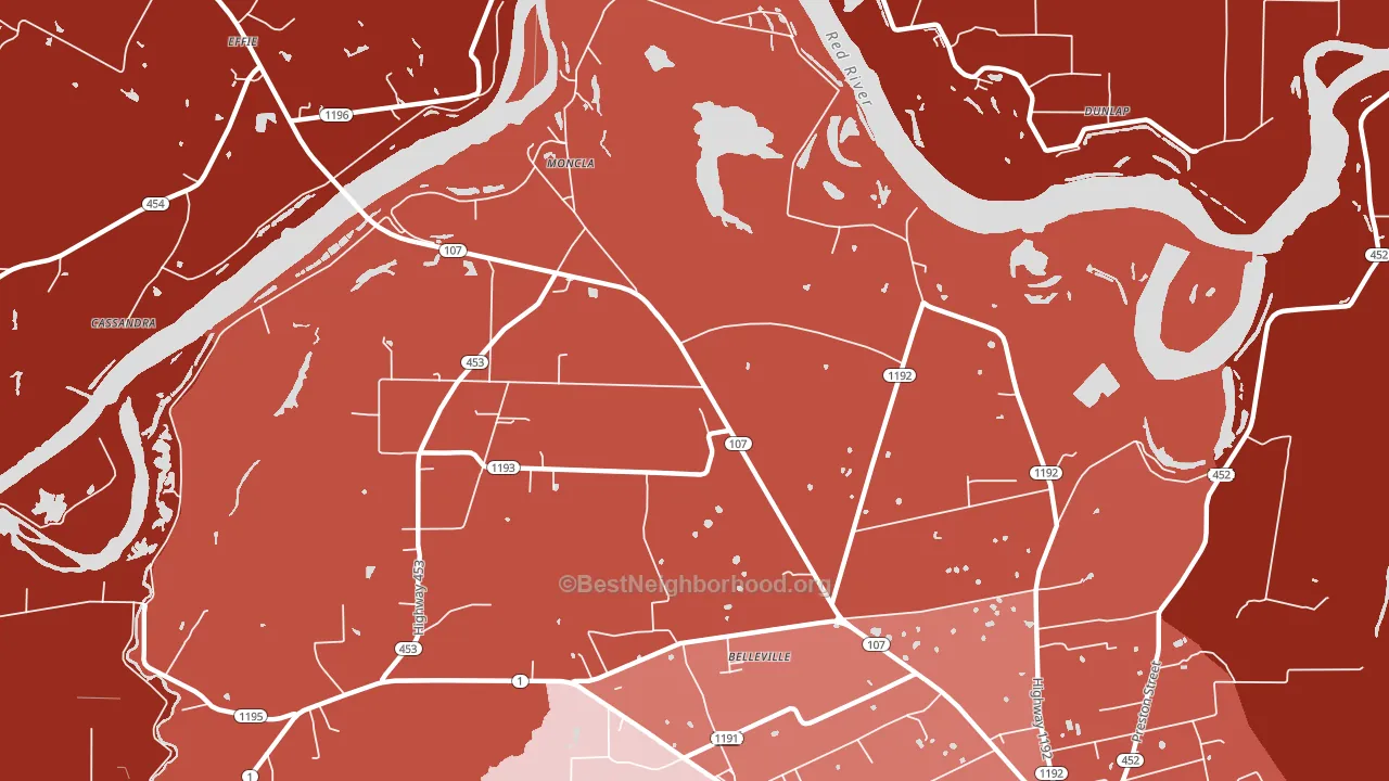 Moncla, LA block-group political-lean map