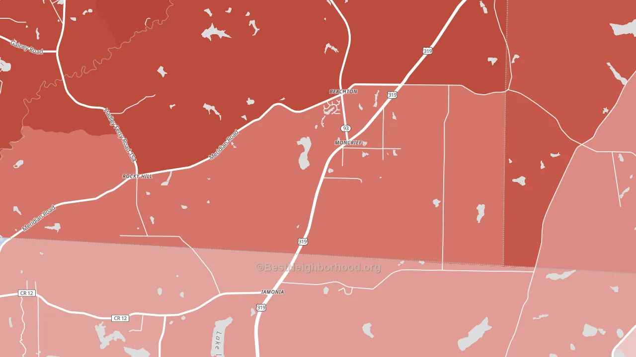 Moncrief, GA block-group political-lean map