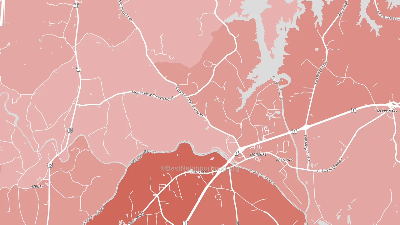 Moncure, NC block-group political-lean map