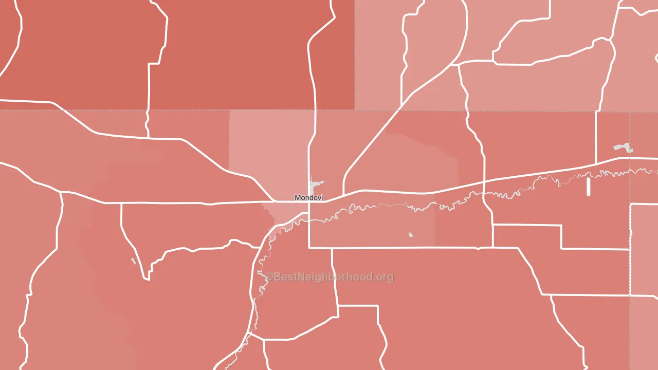 Mondovi, WI block-group political-lean map