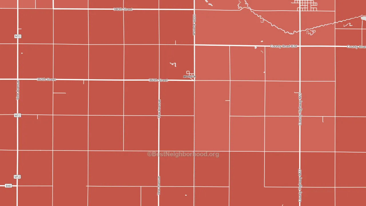 Moneta, IA block-group political-lean map