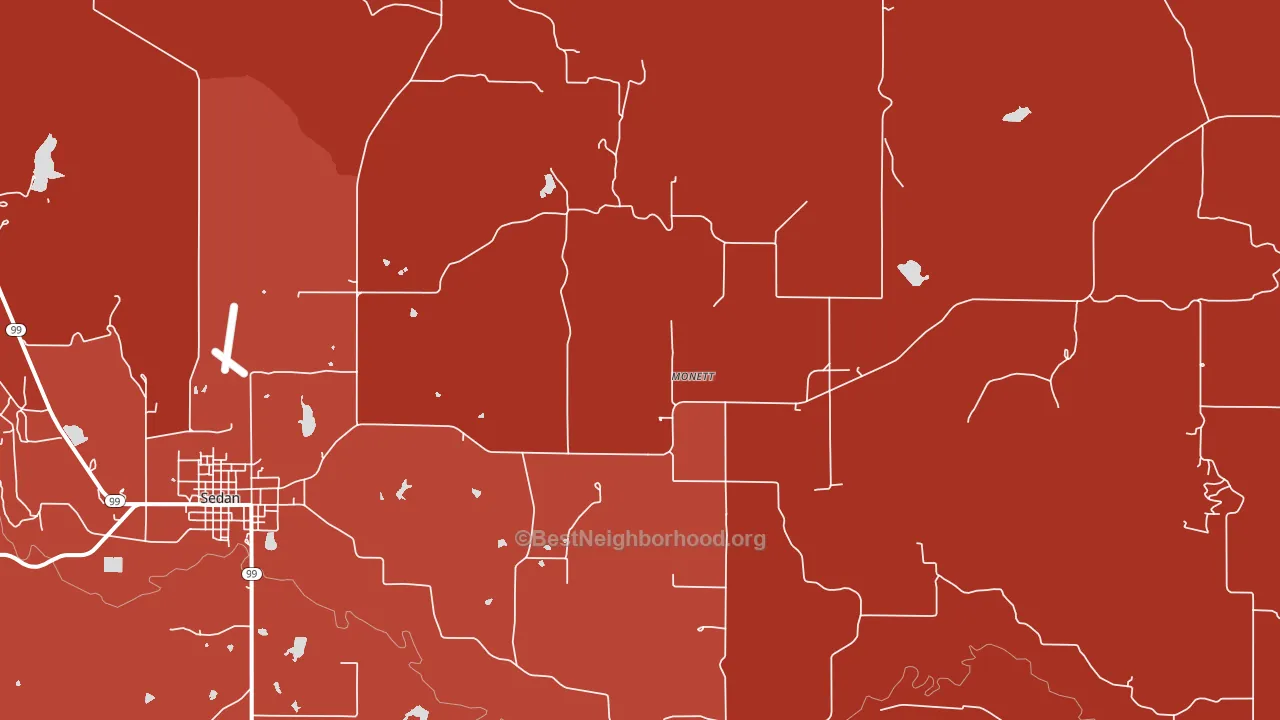 Monett, KS block-group political-lean map