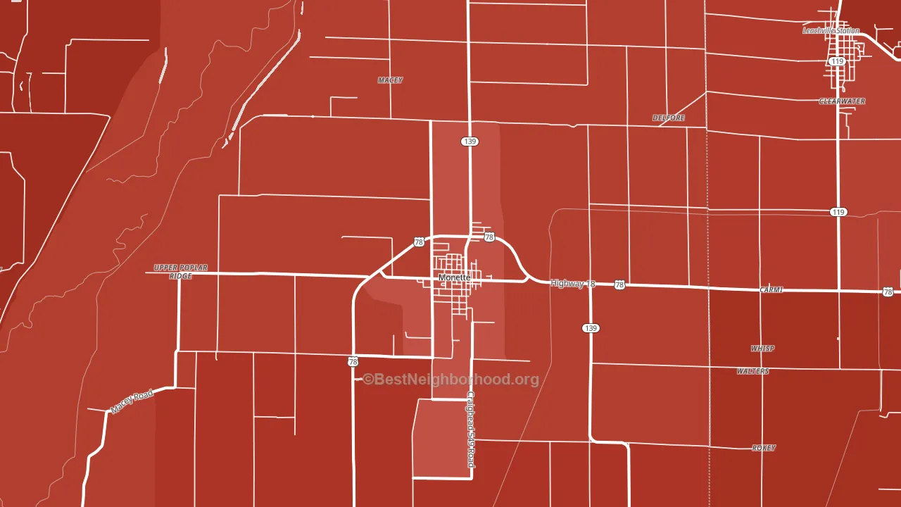 Monette, AR block-group political-lean map