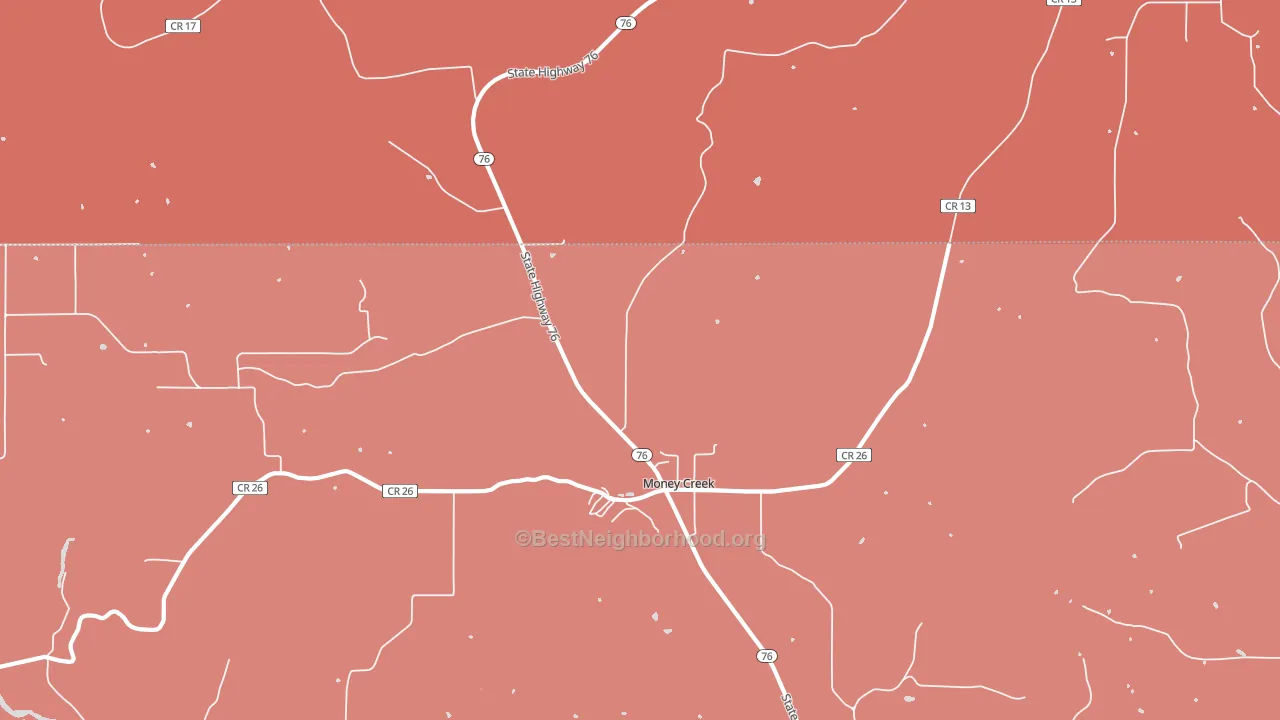 Money Creek, MN block-group political-lean map