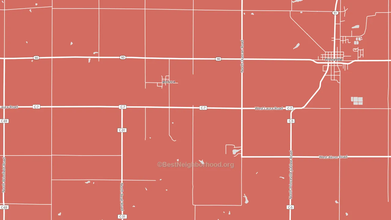 Monica, IL block-group political-lean map
