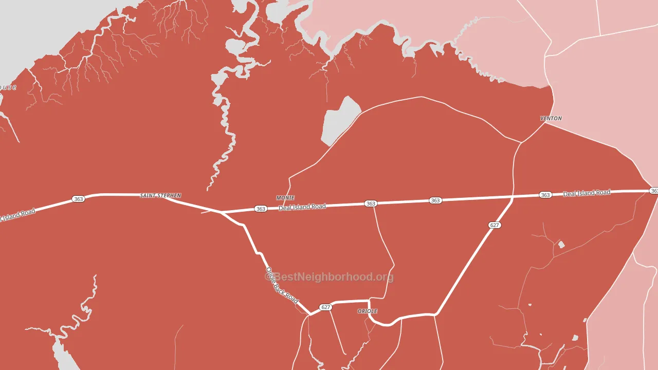Monie, MD block-group political-lean map