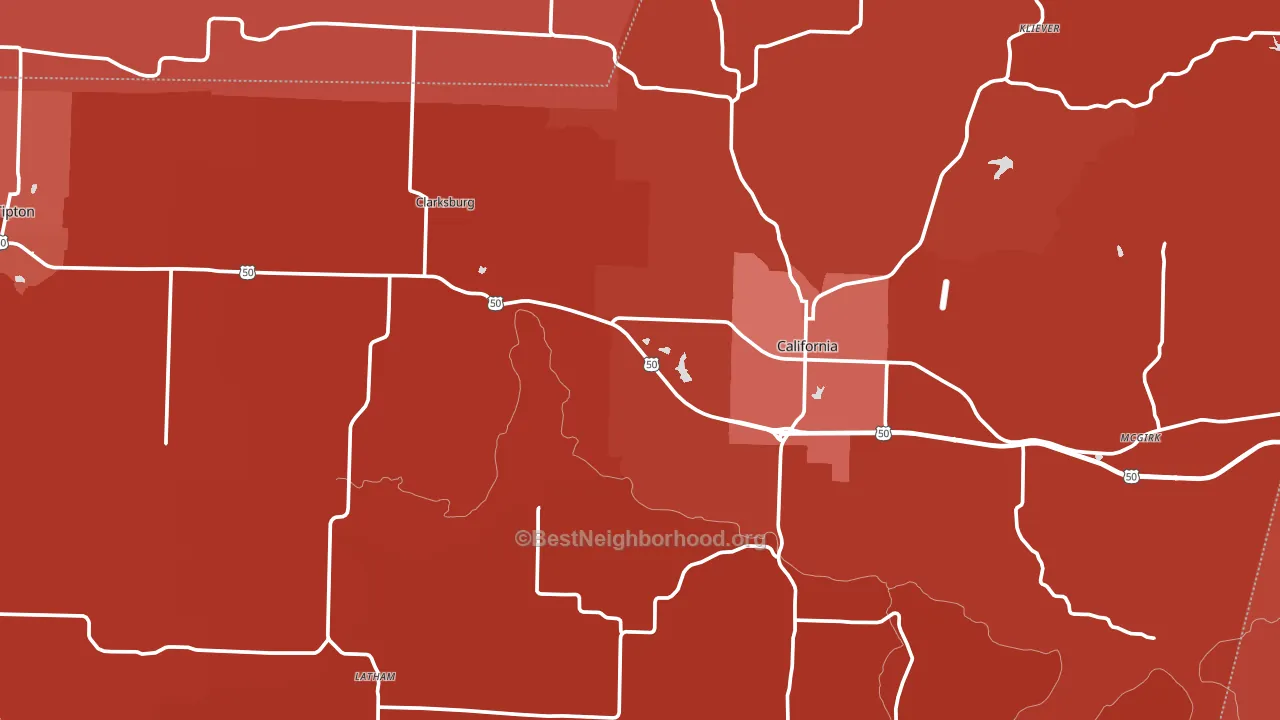 Moniteau County, MO block-group political-lean map