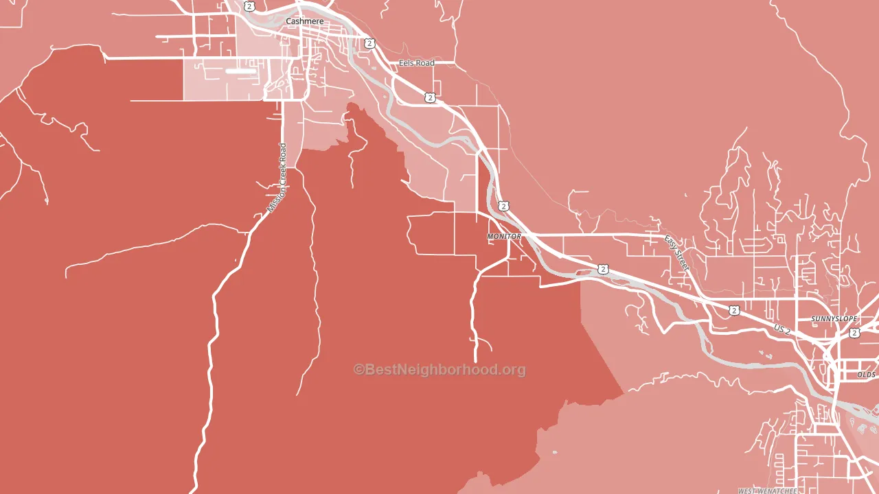 Monitor, WA block-group political-lean map
