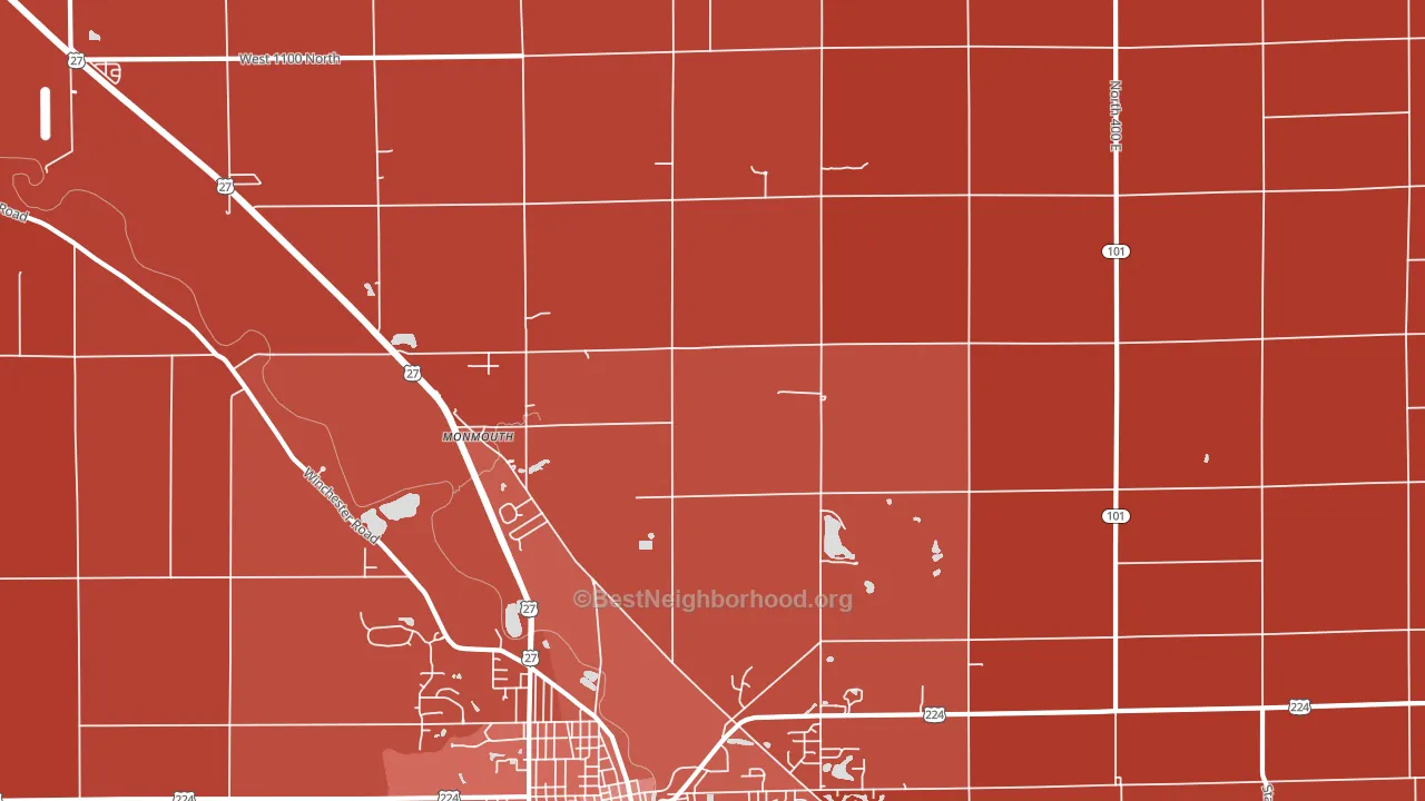 Monmouth, IN block-group political-lean map