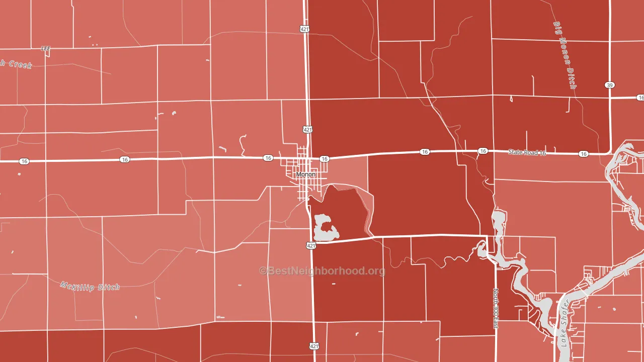 Monon, IN block-group political-lean map